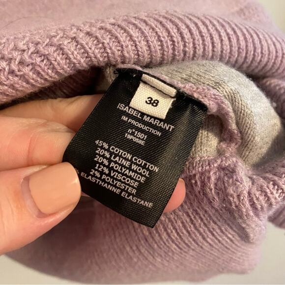 Isabel Marant Etoile Purple Pink Logo Intarsia Cotton Wool Sweater 38 Medium - Picture 12 of 16
